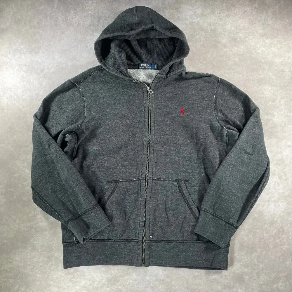 Polo Ralph Lauren Dark Grey Full Zip Cozy Jacket Mens Large